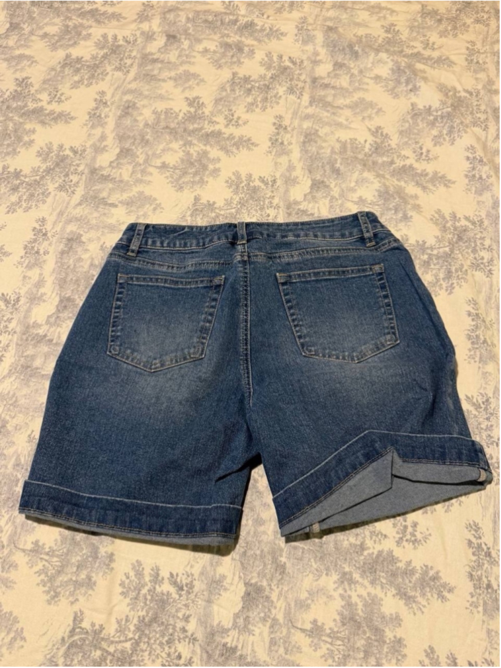 Flamingals Jean Mid Waist Stretchy Patch Pocket Pockets Shorts M - Picture 5 of 5